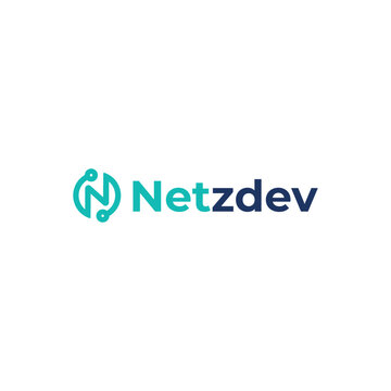 netz dev logo design vector monito pc computer