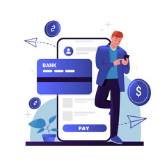 man is making a transaction via mobile banking