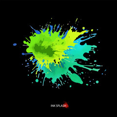 Aesthetic colored ink splash background, bright green theme