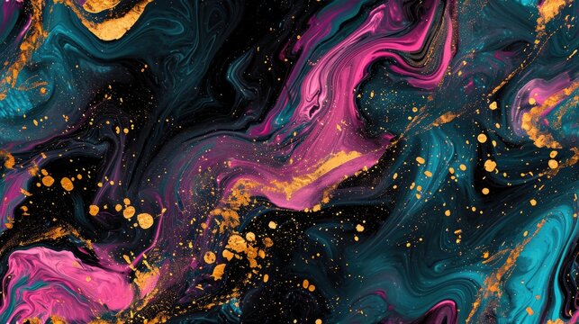  liquid glossy effect Marvel background texture, golden metallic and mix color pattern wallpaper, mix of bright colors and gold reflective particles randomly distributed, colorful vibrant texture