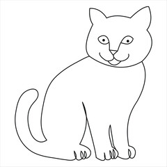 Continuous one line cat pet animal outline art vector illustration and minimalist drawing