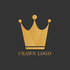 Vector golden luxury crown logo design illustration