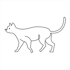 Cat pet animal single line art drawing continuous outline vector illustration minimalist