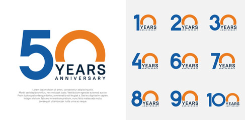 anniversary logo style vector design with blue and orange color can be use for celebration day