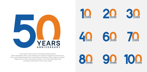 anniversary logo style vector design with blue and orange color can be use for celebration day