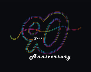 Neon, Set of Anniversary vector design with multiple line number golden color for celebration event, invitation, greeting, web template, leaflet and booklet