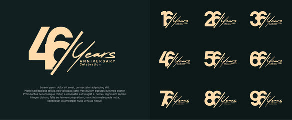 anniversary logotype vector design with slash and handwriting brown color for special day