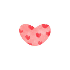 red heart watercolor hand drawn illustration
