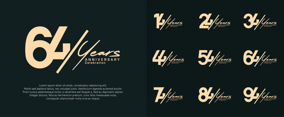 anniversary logotype vector design with slash and handwriting brown color for special day