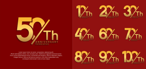 anniversary logo style vector set with slash golden color can be use for celebration