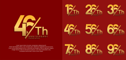 anniversary logo style vector set with slash golden color can be use for celebration