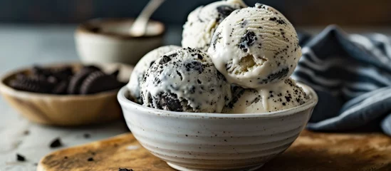 Foto auf Alu-Dibond Authentic dairy-based cookies and cream ice cream, compliant with regulations on dairy advertising. © 2rogan