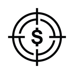 Money target outline icons, minimalist vector illustration and transparent graphic element. Isolated on white background
