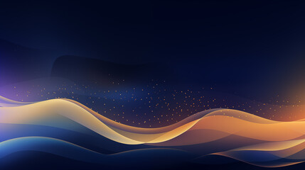 Nightfall's Golden Sands :Golden waves rippling on a navy blue background

