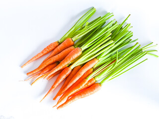 Fresh carrot root vegetables on white background