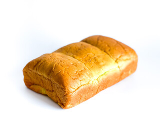 Whole grain bread ready to eat on the white backgground