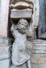 Fototapeta na wymiar Telamon, the master of the prophets of Cremona - Facade of the Cathedral of Santa Maria Assunta, Cremona.