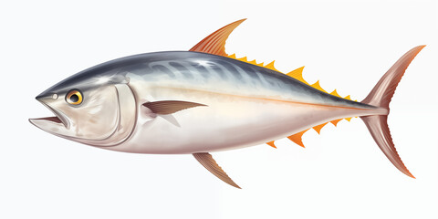  blue marlin fish with yellow tips on it's head and tail  ink delicious seafood ideal for a restaurant menu or product Vintage fish illustration.AI Generative