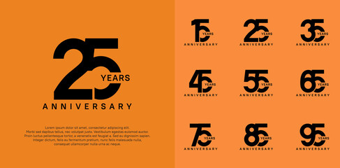 anniversary logotype vector set with black color for special celebration day - obrazy, fototapety, plakaty