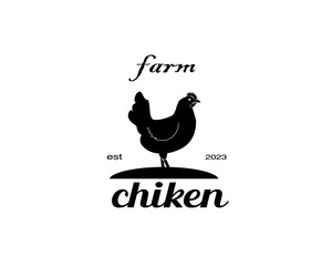 Fototapeta na wymiar chicken farm logo design template black chicken icon