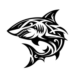 Shark tribal logo icon design illustration template - obrazy, fototapety, plakaty