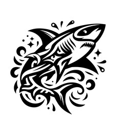 Obraz premium Shark tribal logo icon design illustration template