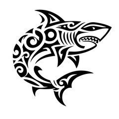 Naklejka premium Shark tribal logo icon design illustration template