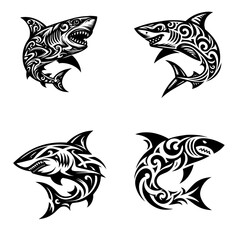 Naklejka premium Shark tribal logo icon design illustration template