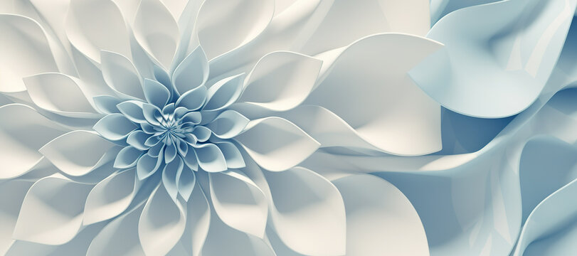 wave floral pattern motif, blue white 10