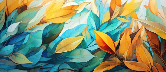 Abstract painting of leaves background template - Powered by Adobe