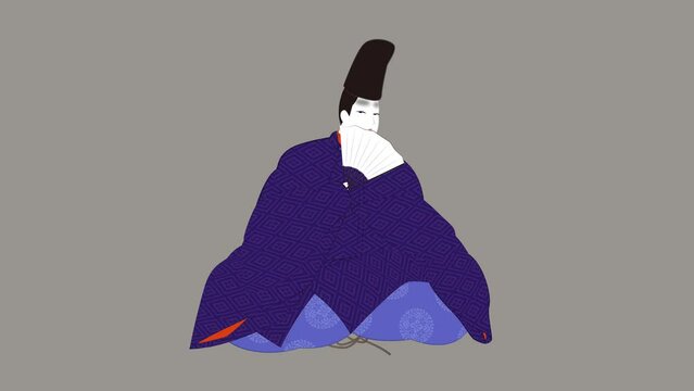 日本の貴族の古典衣裳.夏の直衣姿の男性。平安のイメージのイラスト動画