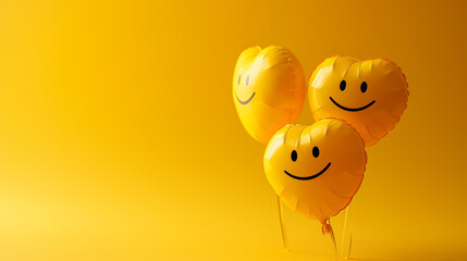smiley face with balloons - obrazy, fototapety, plakaty