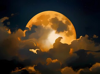 Fototapeta na wymiar 明るい月夜の満月