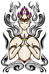 A character illustration of a goddess from heaven. Perfect for poster elements, cartoons, posters, banners, logos, stickers