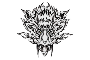 Illustration of white lion head sticker. Perfect for stickers, tattoos, icons, logos