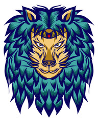 Illustration of a lion's head. Perfect for stickers, logos, icons, poster elements, banners, clothes, hats.