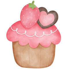 Cute cake in watercolor style