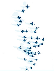 colony of penguins from a bird's-eye perspective