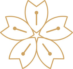 Golden cherry blossom flower illustration