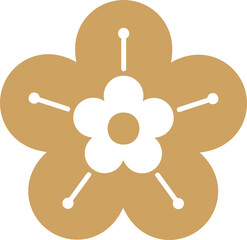 Golden cherry blossom flower illustration