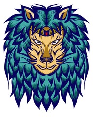 Illustration of a lion's head. Perfect for stickers, logos, icons, poster elements, banners, clothes, hats.