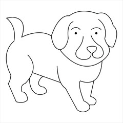 Dog pet animal outline vector illustration and continuous single line hand drawn sketch