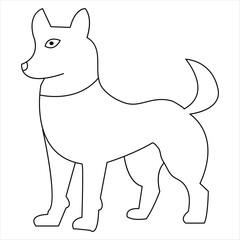 Dog pet animal outline vector illustration and continuous single line hand drawn sketch