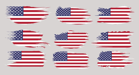 American Flag Silhouette, grunge USA flag set vector, grunge, flag, silhouette, independence, July, 4th of July, 4th July, flag silhouette