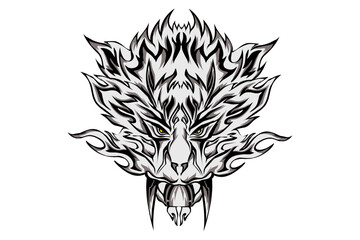 Illustration of white lion head sticker. Perfect for stickers, tattoos, icons, logos