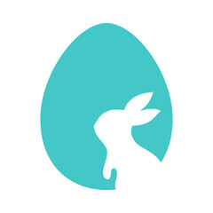 Obraz premium Rabbit silhouette on Easter egg background greeting card decorative elements