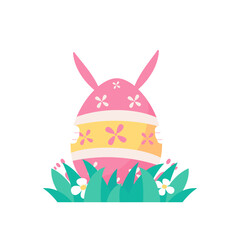 A cartoon bunny hiding behind colorfully decorated Easter eggs during the Easter Egg Festival.