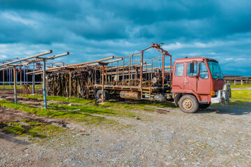 Photograph of a large Kelp processing facility on King Island in the Bass Strait of Tasmania in Australia