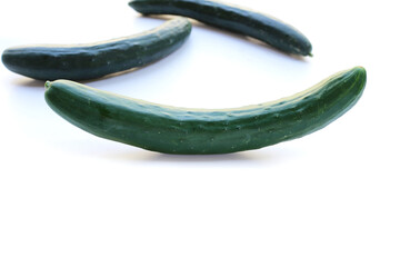 Fresh cucumber on white background