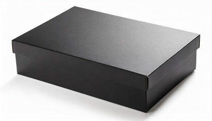 Closed blank black carton box on white background